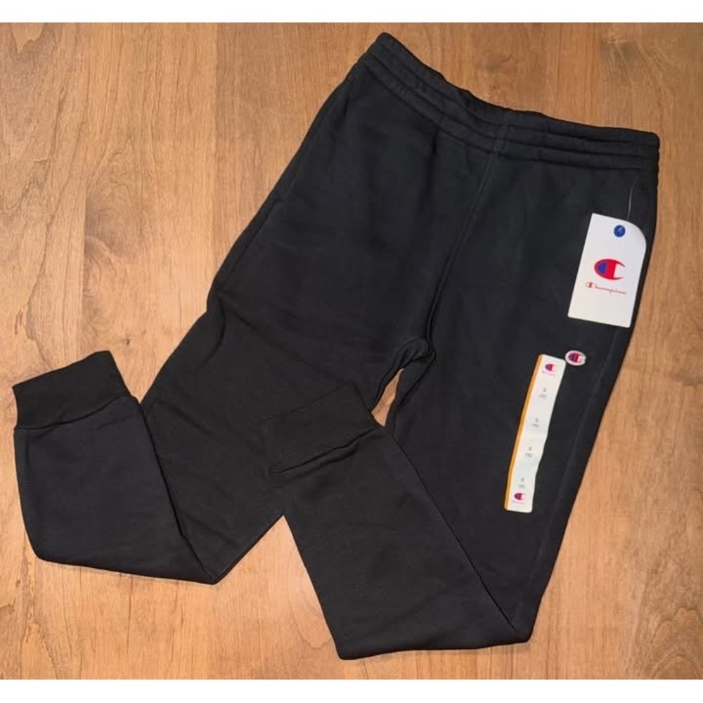 Champion Kids Powerblend Fleece Joggers Black Sweatpants Size S 8 Embroidered C